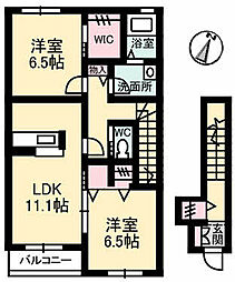 クオレール 2階2LDKの間取り