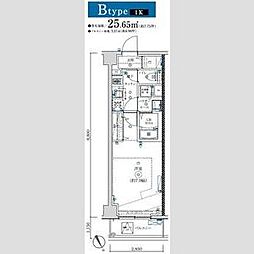 MAXIV　CROS梅島 4階1Kの間取り