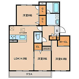 リバプールVI 1階3LDKの間取り