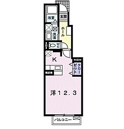 グランドソレイユ 1階1Kの間取り