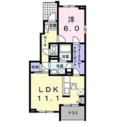 ブライト　スクエアIII　Ｃ 1階1LDKの間取り
