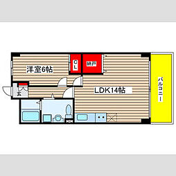 日商岩井栄ハイツ 4階1LDKの間取り