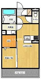 パークヴィラ合志II 1階1LDKの間取り