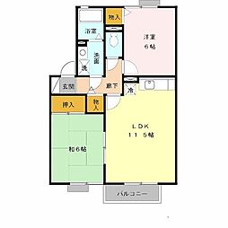 バードヒル　Ａ棟 2階2LDKの間取り