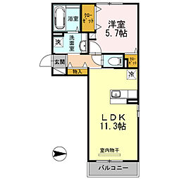 パティオ大津 3階2LDKの間取り