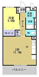 CASAあいら 3階1LDKの間取り
