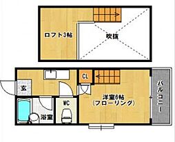 エクセル唐原 2階ワンルームの間取り