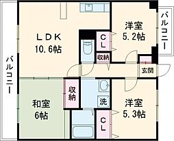 キープブライト桜木I 303 3階3LDKの間取り