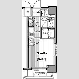 グランド・ガーラ五反田 11階1Kの間取り