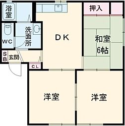 ドミールＫ　Ａ棟 1階3DKの間取り
