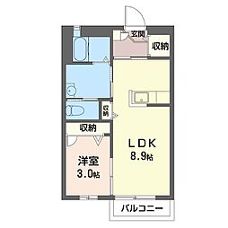 東武伊勢崎線 太田駅 徒歩30分の賃貸アパート 2階1LDKの間取り