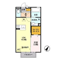 ラフィーネ・コアッツァ 2階1LDKの間取り