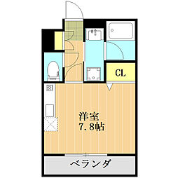 熊本市電A系統 動植物園入口駅 徒歩2分の賃貸アパート 2階ワンルームの間取り