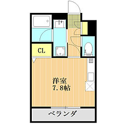 熊本市電A系統 動植物園入口駅 徒歩2分の賃貸アパート 2階ワンルームの間取り