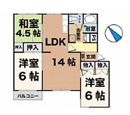 神戸市西神・山手線 伊川谷駅 バス14分 北別府5丁目下車 徒歩4分の賃貸マンション 3階3LDKの間取り