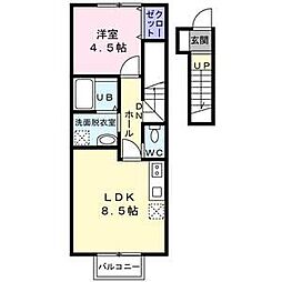 FJ小田原 2階1LDKの間取り