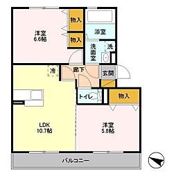 ボヌールおおたかの森　I 3階2LDKの間取り