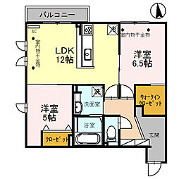 キャトルR 3階2LDKの間取り