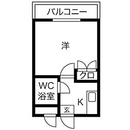 さくらマンション 3階1Kの間取り
