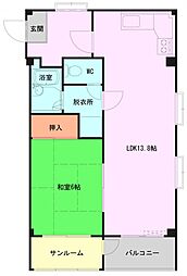 アネックス山内 2階1LDKの間取り