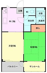 アネックス山内 3階2Kの間取り