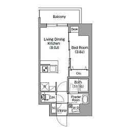 コンフォリア・リヴ桜川ソルテラス 401 4階1LDKの間取り