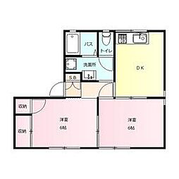 JR両毛線 新前橋駅 徒歩25分の賃貸アパート 1階2DKの間取り