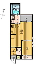 REGALEST熊本駅南 202 2階1LDKの間取り