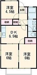 ウィングコート向山Ｂ 102 1階3DKの間取り