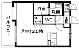熊本市電A系統 祇園橋駅 徒歩9分の賃貸マンション 8階ワンルームの間取り