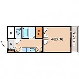 ロイヤルヒルズ文化町 2階1Kの間取り