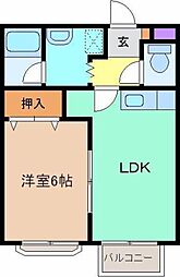 アンビシオン 2階1LDKの間取り