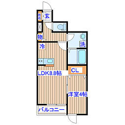 仮）根岸新築Ｂ棟 102 1階1LDKの間取り