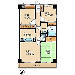 JR横浜線 八王子みなみ野駅 徒歩12分の賃貸マンション 3階3LDKの間取り