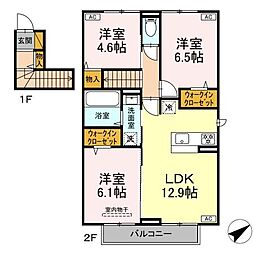 バニュルス　VI 201 2階3LDKの間取り