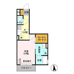プリサージュ 1階1Kの間取り