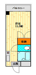 平田ビル 3階ワンルームの間取り