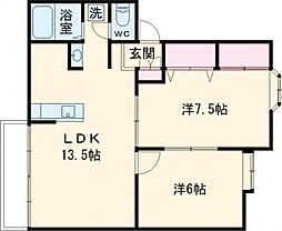 ガーデンシティハウスD 2LDKの間取図画像