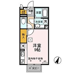 ルミエールＦ 1階ワンルームの間取り