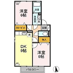コンフォートD 2DKの間取図画像