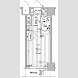 グランド・ガーラ横濱万世町 3階1Kの間取り