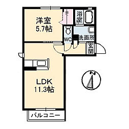 フローラ神田 A0203 2階1LDKの間取り