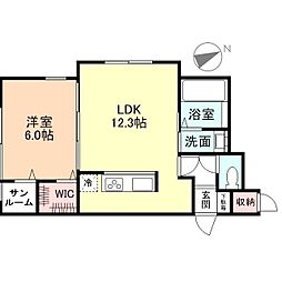 Ｐｃｅｌｌ 1階1LDKの間取り