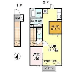 ハイム南田 203 2階1LDKの間取り