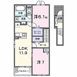 コルヴェール 2LDKの間取図画像