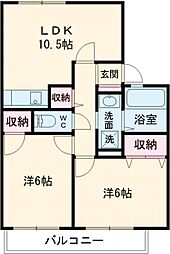 メゾンファルビス 2LDKの間取図画像