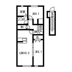 EQUUS(エクウス)B B202 2階2LDKの間取り