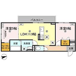 エムフルージュ 2LDKの間取図画像