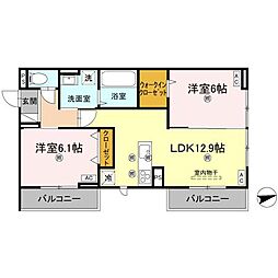 エムフルージュ 2LDKの間取図画像