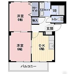 プリマリア60 2DKの間取図画像